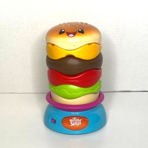Bright Starts Other - Bright Starts Stack 'N Spin Burger Musical Activity Stacker Toy Works See Video